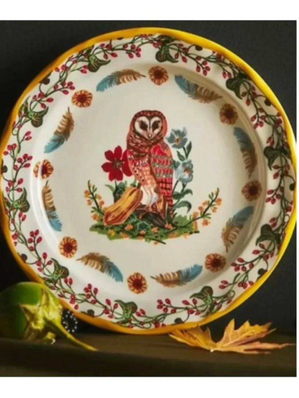 Anthropologie Nathalie Lete Dessert Plate – Woodland Friends - Owl - NEW